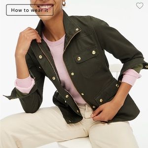 NWT J.Crew Mercantile Military Women Field Jacket Petite Resin Coated Twill XS